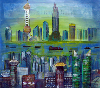 Shanghai-Daily -Skyline am gelben Fluss